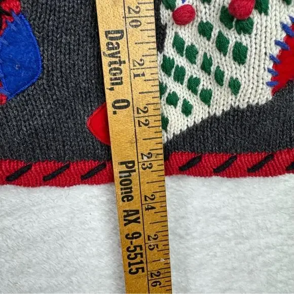 Vintage Holiday Grannycore Knit Zip Front Vest L Festive Ugly Christmas Sweater - Picture 13 of 13